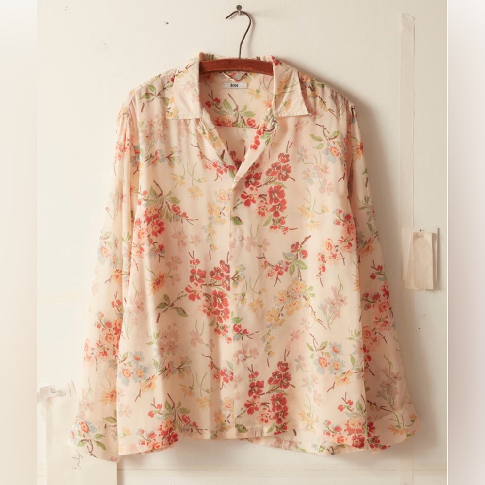 Bode Flowering Crabapple Long Sleeve Shirt